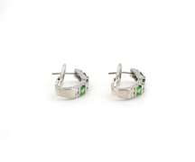 Fantastic White Gold Tsavorite Garnet and Diamond Hook earrings