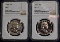 Lot Of 2 1962 Franklin Half Dollars NGC PF67