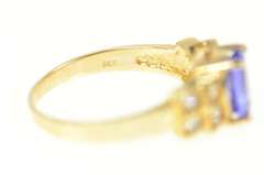 14K Yellow Gold Oval Simulated Sapphire CZ Statement Ring