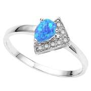 1/4 CARAT CREATED BLUE OPAL & DIAMOND 925 STERLING SILVER RING
