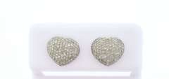 10k White Gold Heart Earrings with studded Diamonds