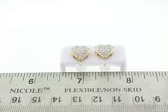 Lovely Heart Shaped Diamond Encrusted 10k Yellow Gold Earrings