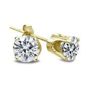1/3 Ct Round Cut 14K Yellow Gold Diamond Stud Earrings