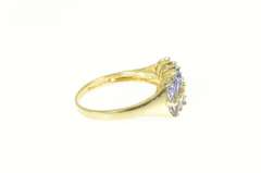 14K Yellow Gold 2.05 Ctw Pear Tanzanite Diamond Accent Band Ring