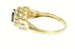 10K Yellow Gold Marquise Natural Sapphire Diamond Halo Ring