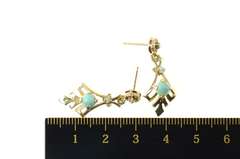 14K Yellow Gold Ornate Turquoise Ornamental Dangle Earrings