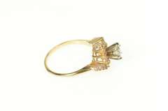 14K Yellow Gold 0.81 Ctw Diamond Swirl Halo Engagement Ring