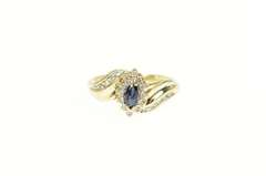 10K Yellow Gold Marquise Natural Sapphire Diamond Halo Ring