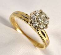 Small Scale 14k Diamond Cluster Ring