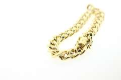 Fancy 10kt Yellow Gold Curb Chain Bracelet