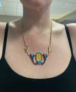 Cartouche Necklace Made With Lapis, Turquoise, and Coral