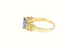14K Yellow Gold Oval Simulated Sapphire CZ Statement Ring