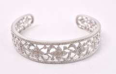 Fancy Diamond Bangle Bracelt in Sterling Silver