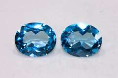 Brilliant Swiss Blue Topaz Pair - 12.27 cts.