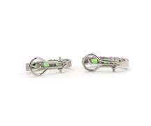Fantastic White Gold Tsavorite Garnet and Diamond Hook earrings