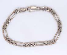 Vintage Italian Sterling Silver Figaro Chain Bracelet