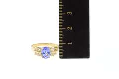 14K Yellow Gold Oval Simulated Sapphire CZ Statement Ring