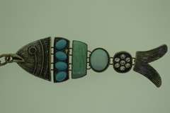Sterling Turquoise Large Fish Pendant With Chain