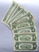 9 1953 1963 Red Seal $2 US Notes.