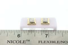 Contemporary 10k Yellow Gold Earrings with Diamond Studs