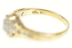 10K Yellow Gold Diamond Heart Cluster Love Promise Bypass Ring