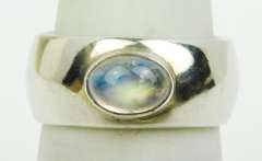 Wide Sterling Silver Moonstone Band, Size 5