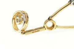 14K Yellow Gold 1.11 Ctw Ornate Retro Diamond Drop Bar Link Necklace
