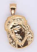 Simple Yellow Gold Jesus Head Pendant