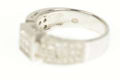 14K White Gold 1.01 Ctw Princess Diamond Pave Engagement Ring