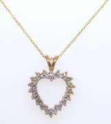 Gorgeous 14kt Yellow Gold Diamond Heart Shaped Necklace