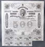 Feb 20 1863 $500 Confederate States Of America Series Coupon Bond