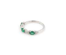 Wonderful White Gold Emerald and Diamond Band