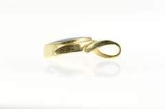 14K Yellow Gold Syn. Black Opal Inlay Ornate Statement Pendant