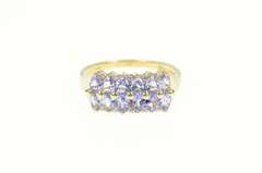 14K Yellow Gold 2.05 Ctw Pear Tanzanite Diamond Accent Band Ring