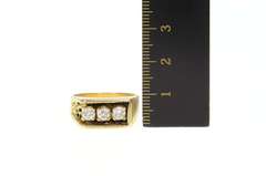 14K Yellow Gold 0.75 Ctw Retro Diamond Squared Textured Ring