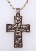 Vintage Sterling Silver Signed Cross Pendant on Chain
