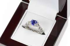 Platinum Heart Tanzanite Diamond Accent Engagement Ring