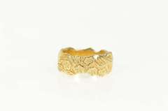 14K Yellow Gold Ornate Floral Leaf Design Statement Band Ring
