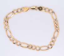 Exceptional Yellow Gold Diamond Cut Figaro Bracelet
