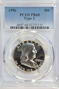 Near Perfect Gem Proof 1956 (Type 2) Franklin Half. PCGS PR68