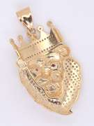 Attractive Yellow Gold Crown Lion Head Pendant