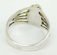 Wide Sterling Lapis Ring, Size 6.5