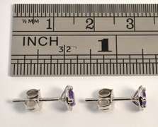 Nice Amethyst & Diamond Studs in 14K WG