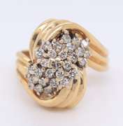 Glamorous 14kt YG Diamond Waterfall Bypass Ring