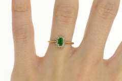 14K Yellow Gold 0.40 Ctw Emerald Diamond Halo Engagement Ring