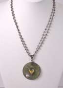 Incredible Vintage Jadeite and Diamond Pendant with Beaded Labradorite Necklace in Gold Plated Sterling Silver