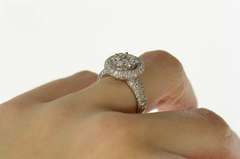 14K White Gold 1.96 Ctw Diamond Halo Pave Engagement Ring