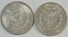 Pair or flashy-white Morgan Silver Dollars from 1885 & 1886