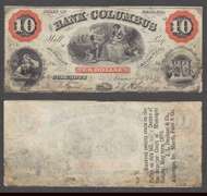 $10 1859 Bank of Columbus Georgia Obsolete Extremely Fine