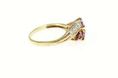 10K Yellow Gold Marquise Ruby Diamond Accent Wavy Bypass Ring